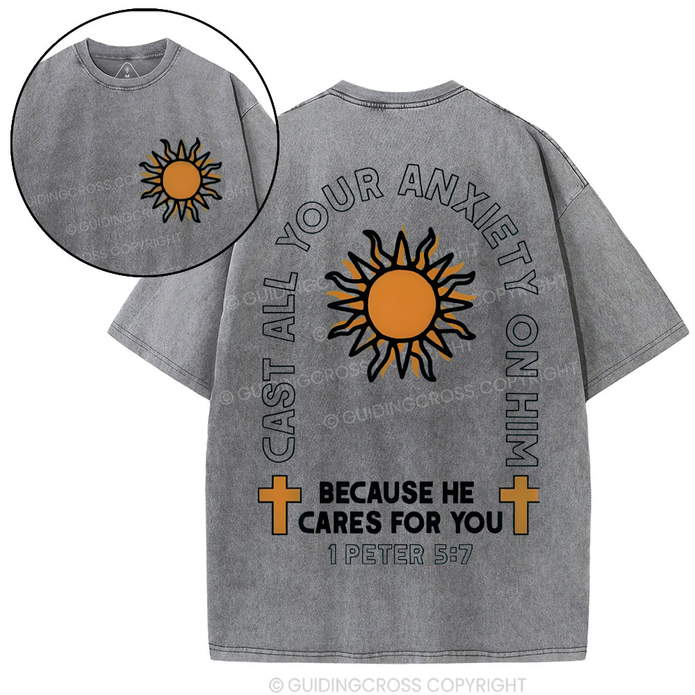 Cast All Your Anxiety On Him Christian Washed T-Shirt