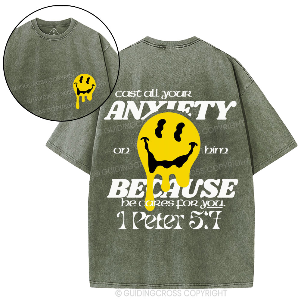 Cast All Your Anxiety On Him Christian Washed T-Shirt