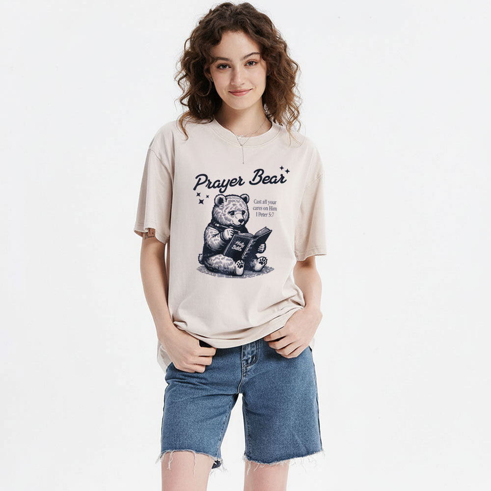 Cast All Your Cares On Him Christian Washed T-Shirt