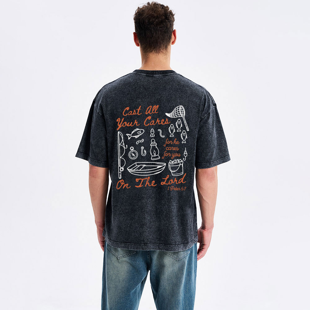 Cast All Your Cares On The Lord Christian Washed T-Shirt