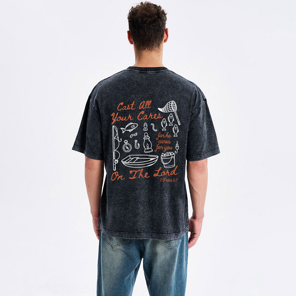 Cast All Your Cares On The Lord Christian Washed T-Shirt
