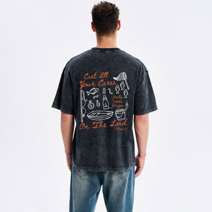 Cast All Your Cares On The Lord Christian Washed T-Shirt