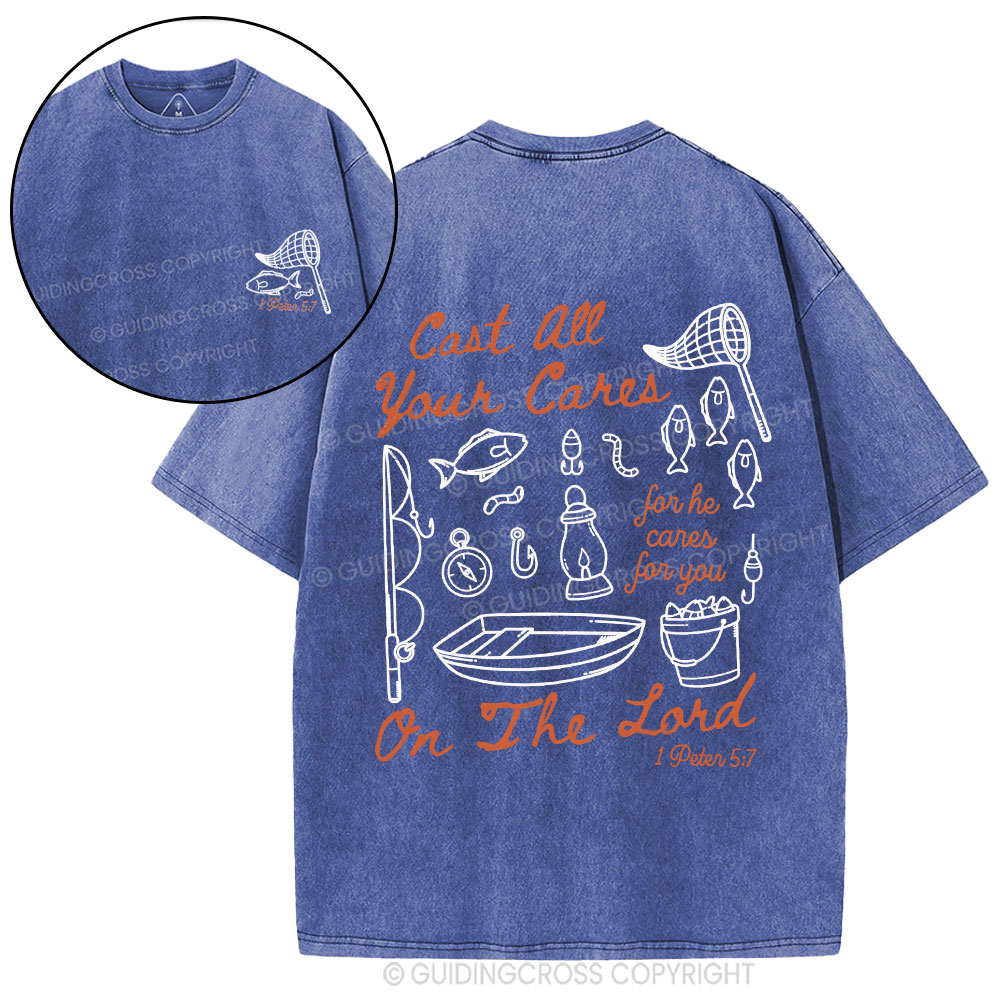 Cast All Your Cares On The Lord Christian Washed T-Shirt