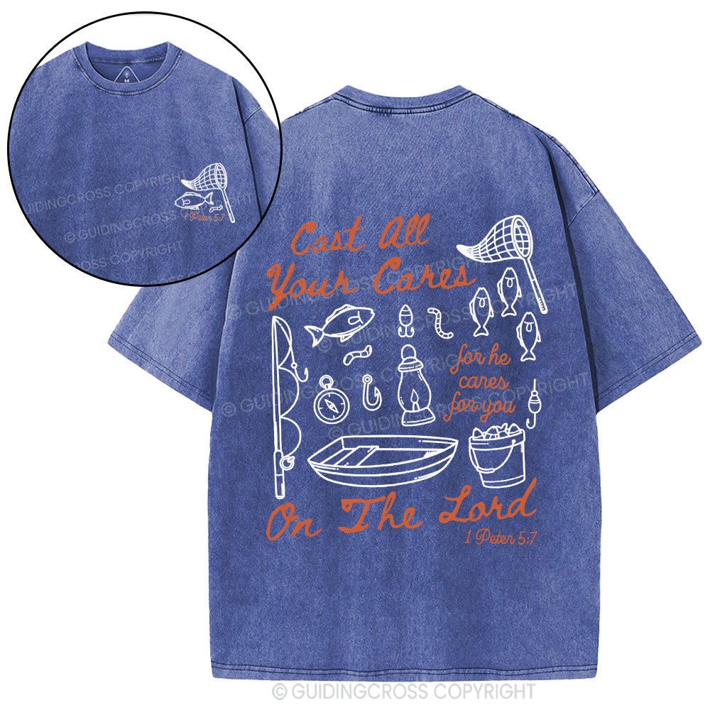 Cast All Your Cares On The Lord Christian Washed T-Shirt