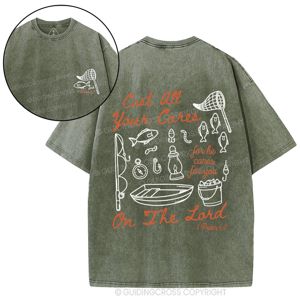 Cast All Your Cares On The Lord Christian Washed T-Shirt