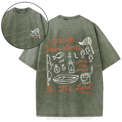 Cast All Your Cares On The Lord Christian Washed T-Shirt