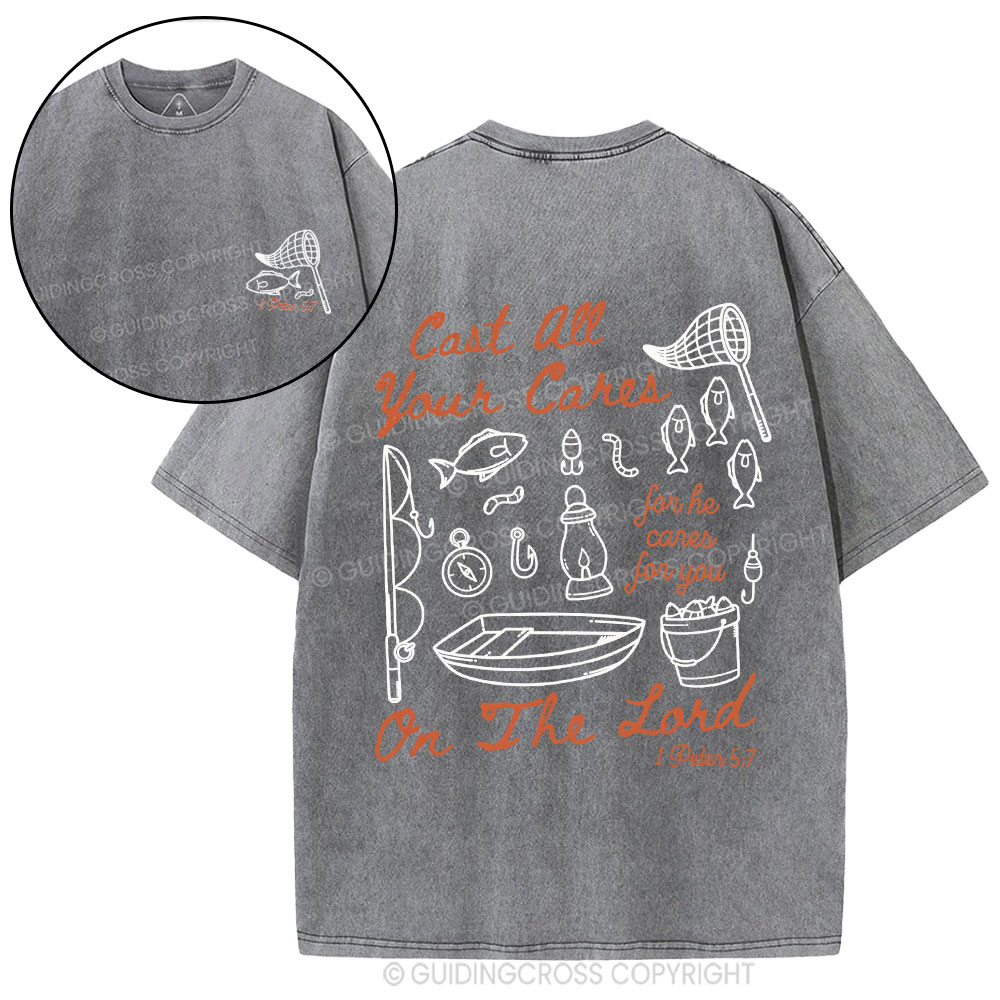 Cast All Your Cares On The Lord Christian Washed T-Shirt