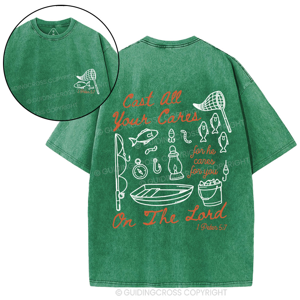 Cast All Your Cares On The Lord Christian Washed T-Shirt