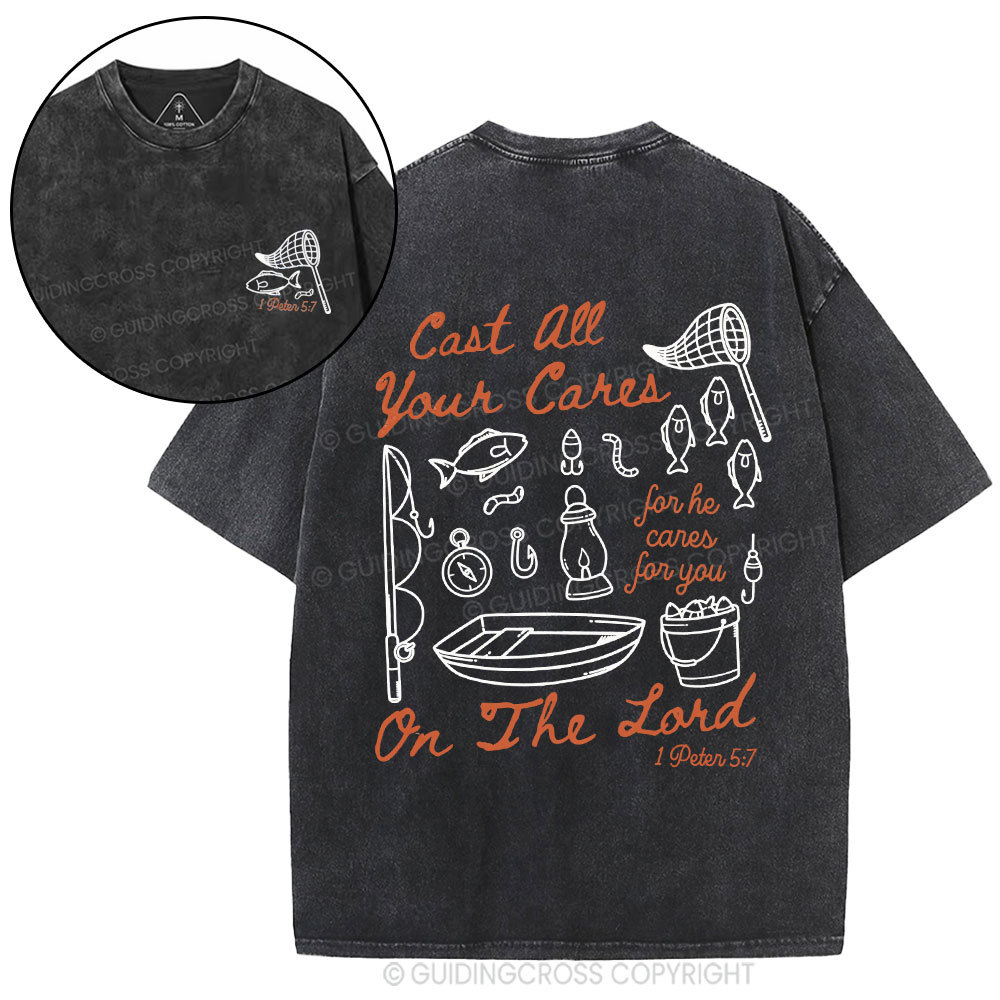 Cast All Your Cares On The Lord Christian Washed T-Shirt