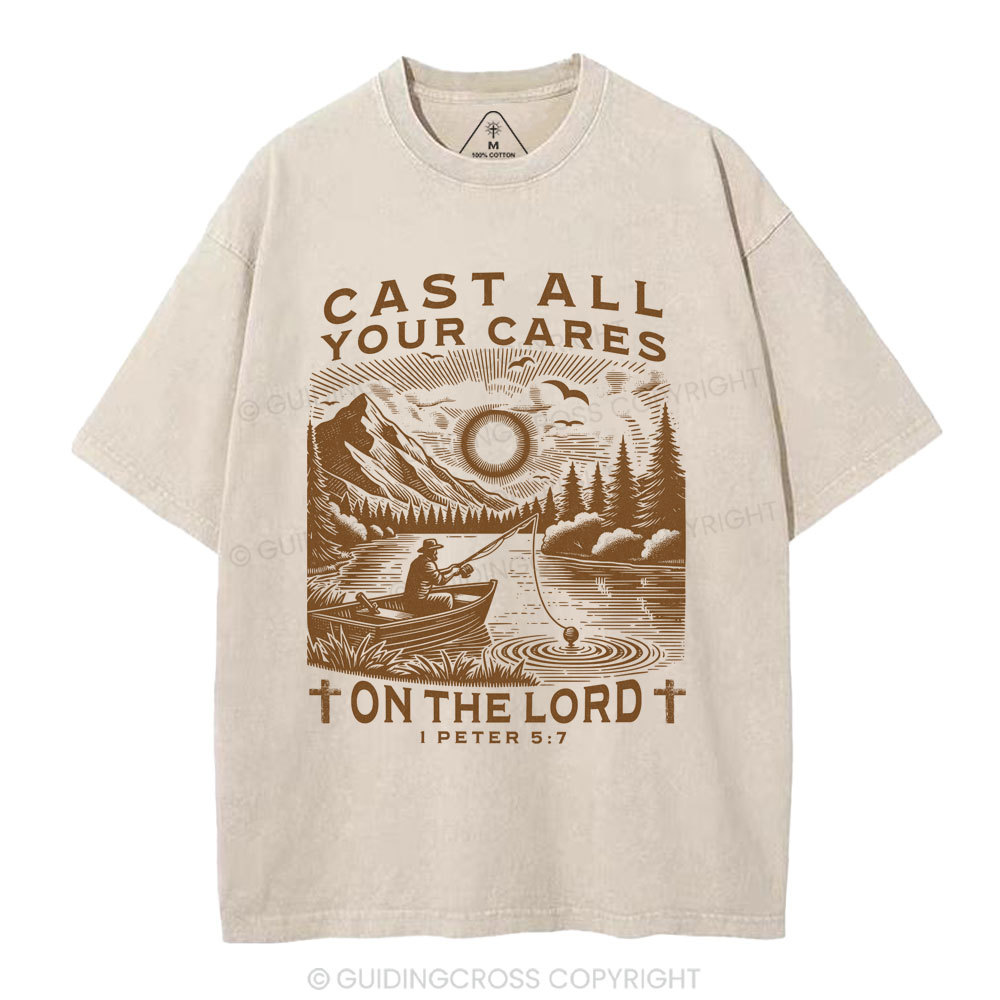 Cast All Your Cares On The World Christian Washed T-Shirt