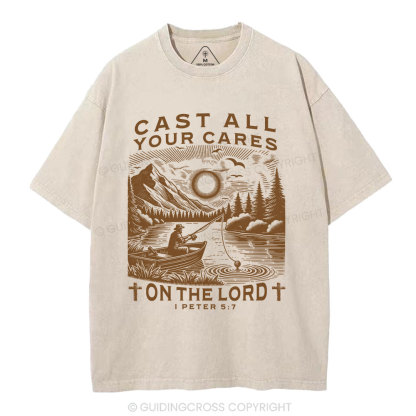 Cast All Your Cares On The World Christian Washed T-Shirt
