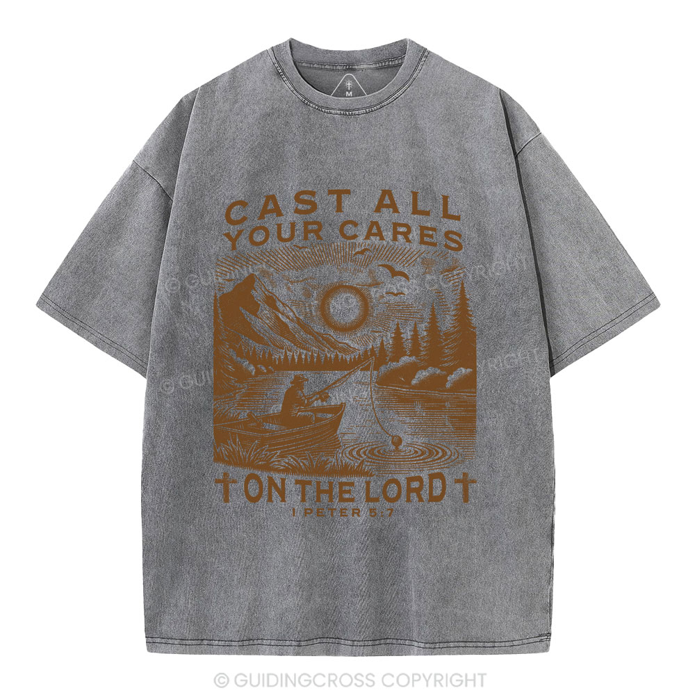 Cast All Your Cares On The World Christian Washed T-Shirt