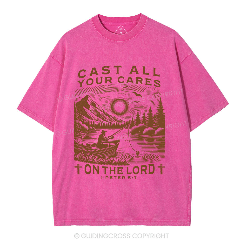 Cast All Your Cares On The World Christian Washed T-Shirt