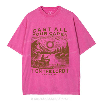Cast All Your Cares On The World Christian Washed T-Shirt