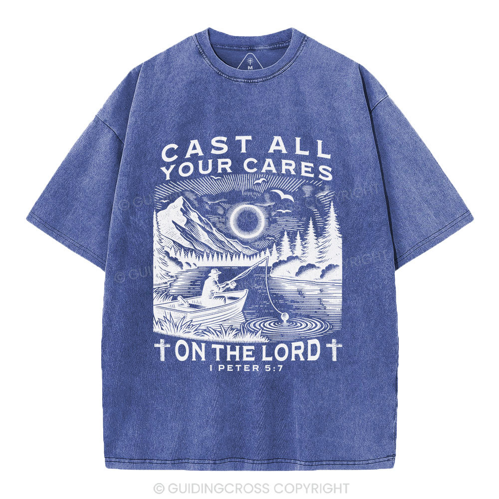 Cast All Your Cares On The World Christian Washed T-Shirt