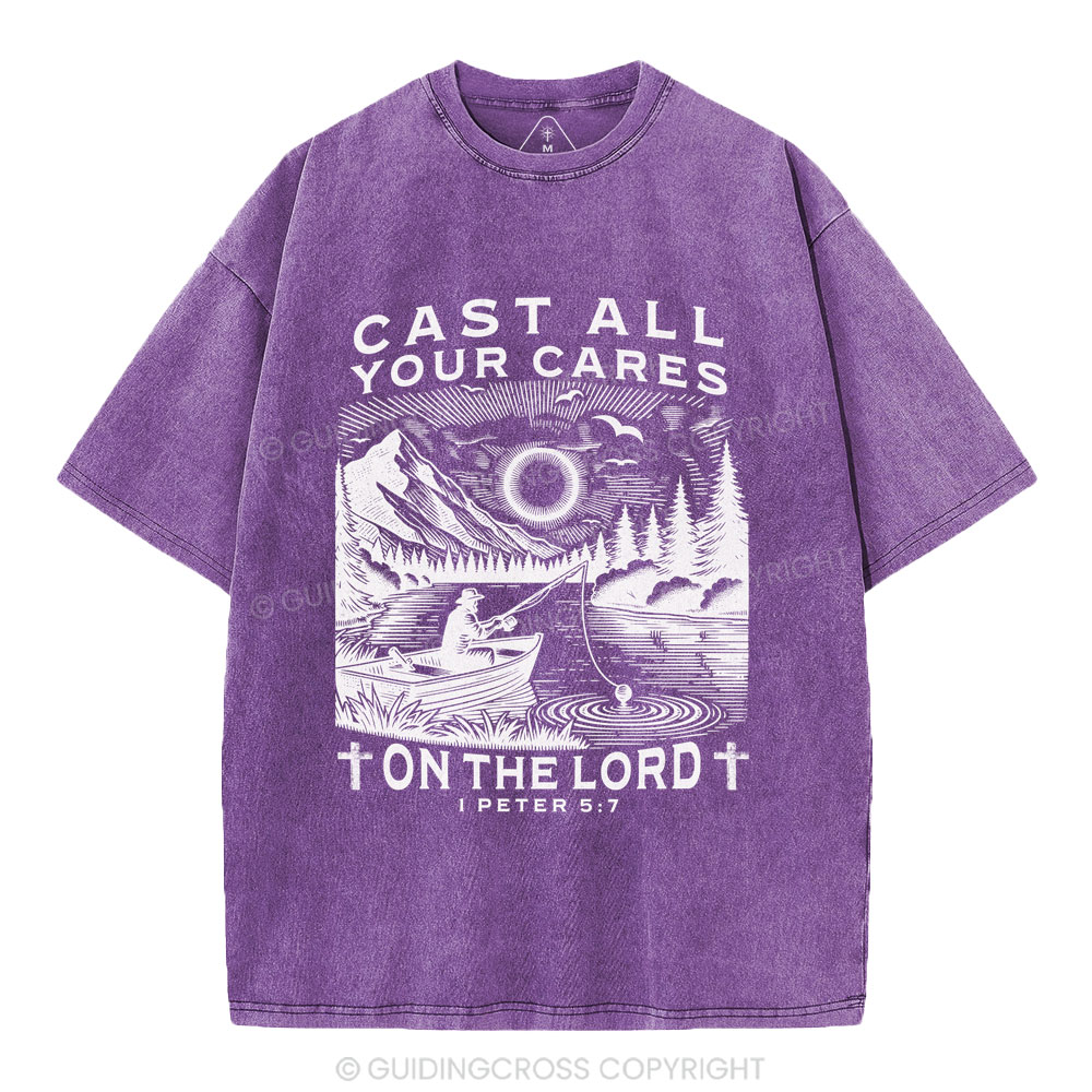Cast All Your Cares On The World Christian Washed T-Shirt
