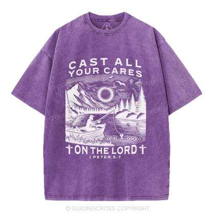 Cast All Your Cares On The World Christian Washed T-Shirt