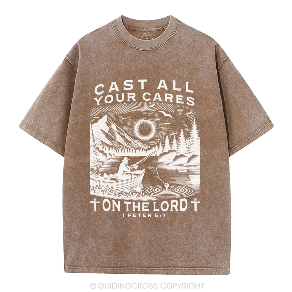 Cast All Your Cares On The World Christian Washed T-Shirt