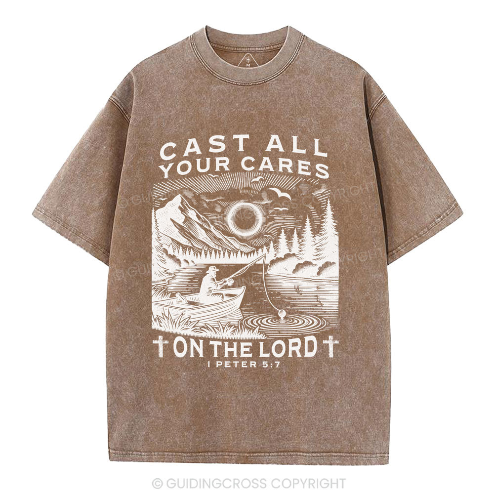 Cast All Your Cares On The World Christian Washed T-Shirt