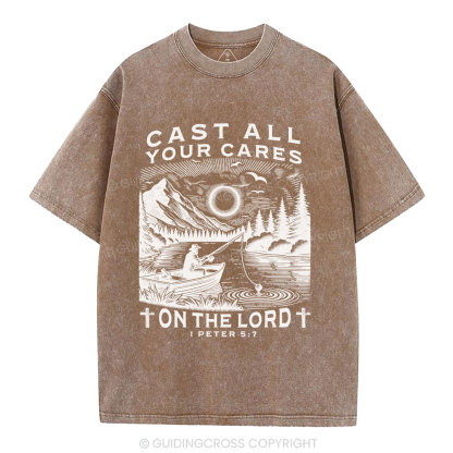 Cast All Your Cares On The World Christian Washed T-Shirt