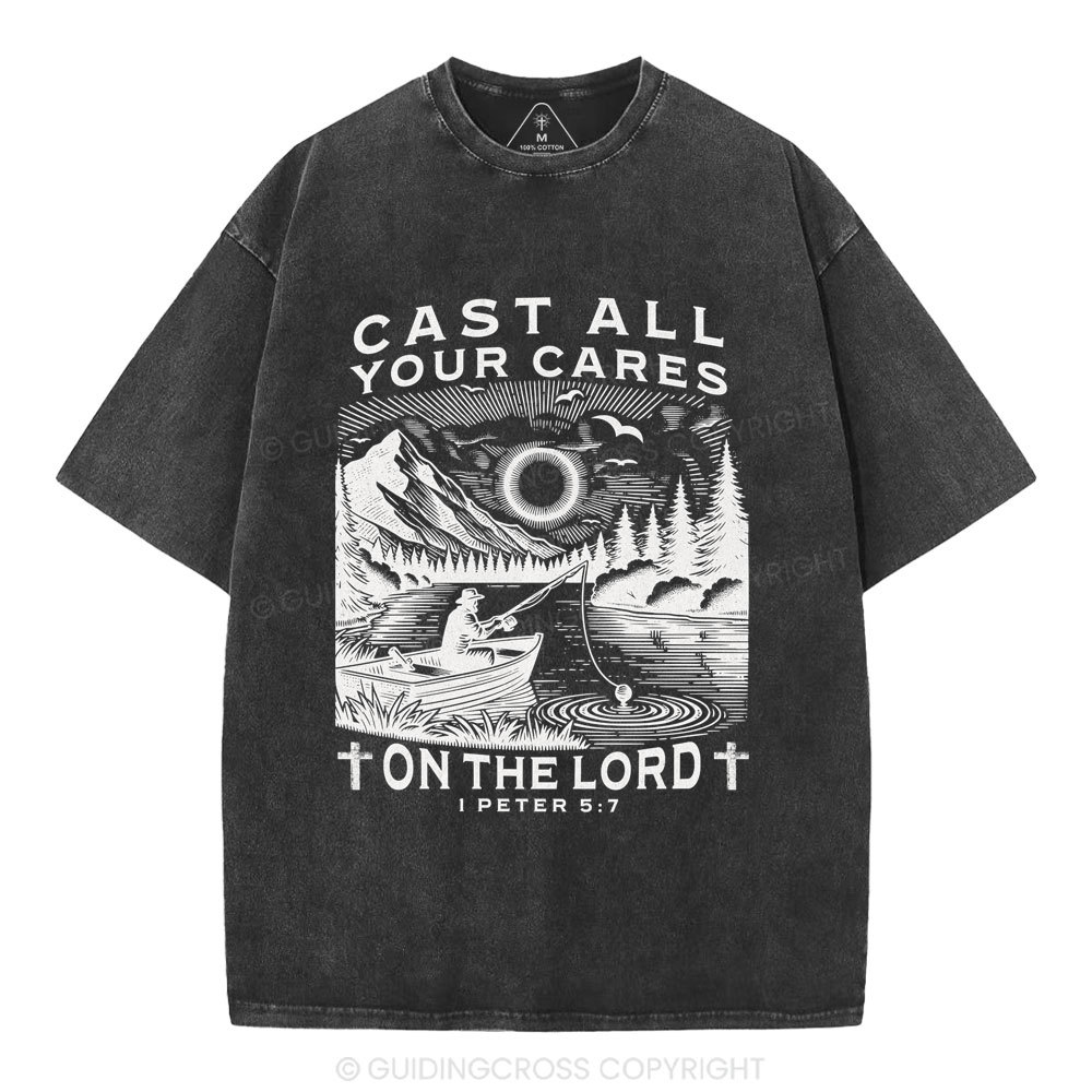 Cast All Your Cares On The World Christian Washed T-Shirt