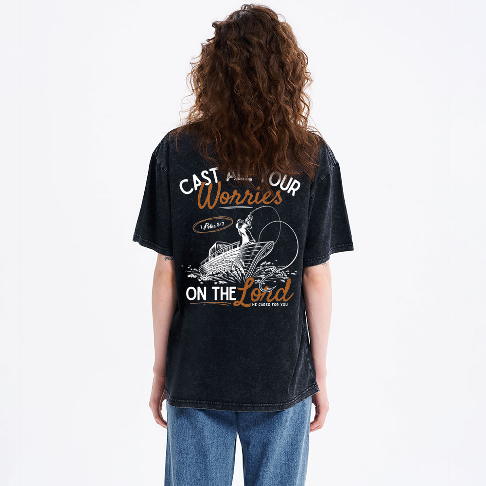 Cast All Your Worries On The Lord Christian Washed T-Shirt
