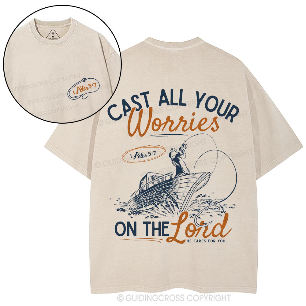 Cast All Your Worries On The Lord Christian Washed T-Shirt