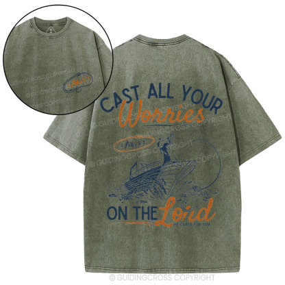 Cast All Your Worries On The Lord Christian Washed T-Shirt