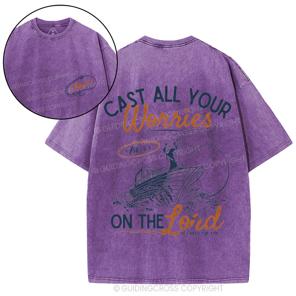 Cast All Your Worries On The Lord Christian Washed T-Shirt