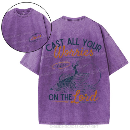 Cast All Your Worries On The Lord Christian Washed T-Shirt