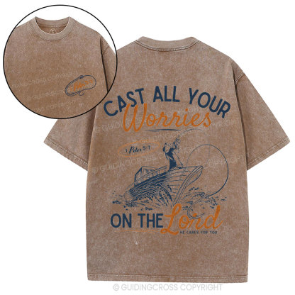 Cast All Your Worries On The Lord Christian Washed T-Shirt