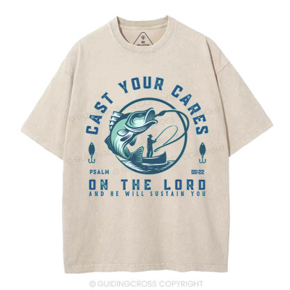 Cast Your Cares On The Lord Christian Washed T-Shirt