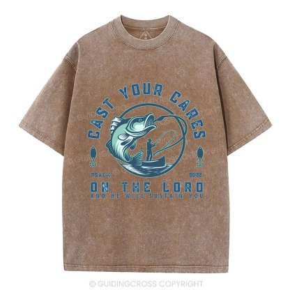 Cast Your Cares On The Lord Christian Washed T-Shirt