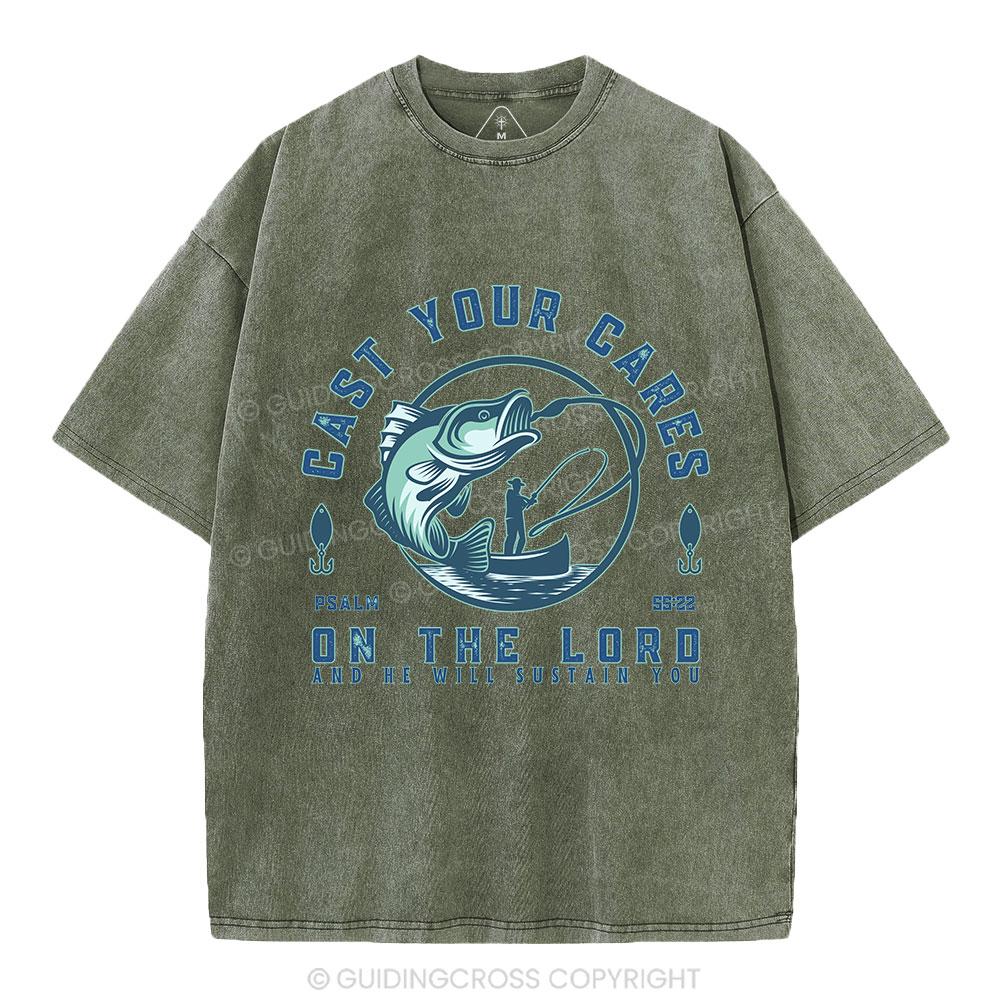 Cast Your Cares On The Lord Christian Washed T-Shirt