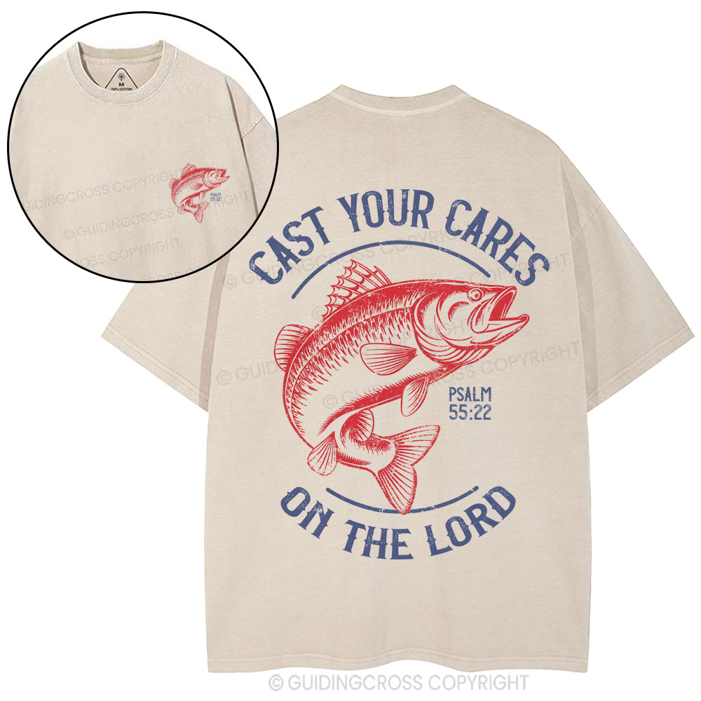Cast Your Cares On The Lord Christian Washed T-Shirt