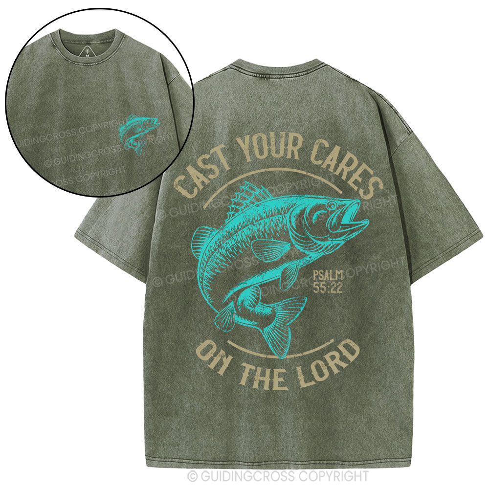Cast Your Cares On The Lord Christian Washed T-Shirt