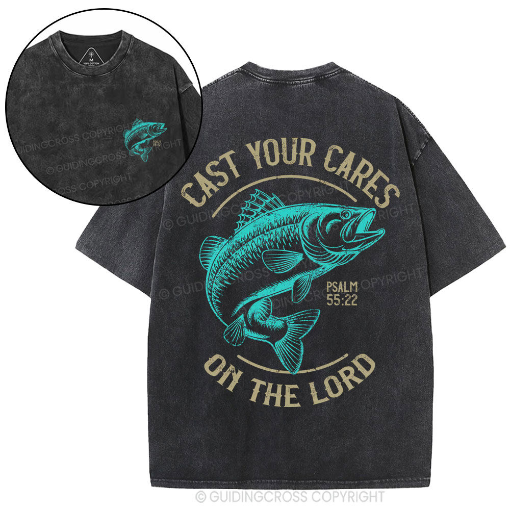 Cast Your Cares On The Lord Christian Washed T-Shirt