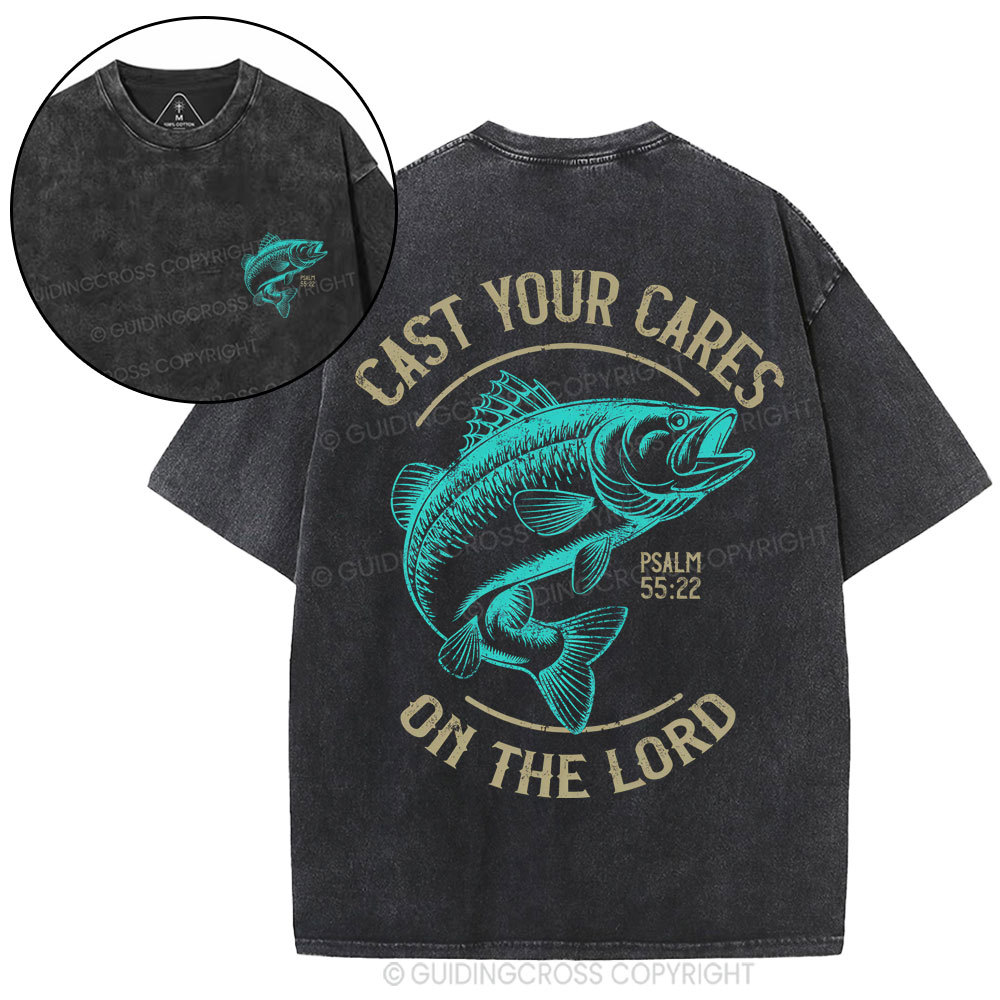 Cast Your Cares On The Lord Christian Washed T-Shirt