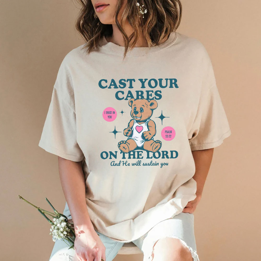 Cast Your Cares on The Lord Christian Washed T-Shirt