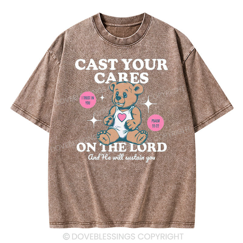 Cast Your Cares on The Lord Christian Washed T-Shirt