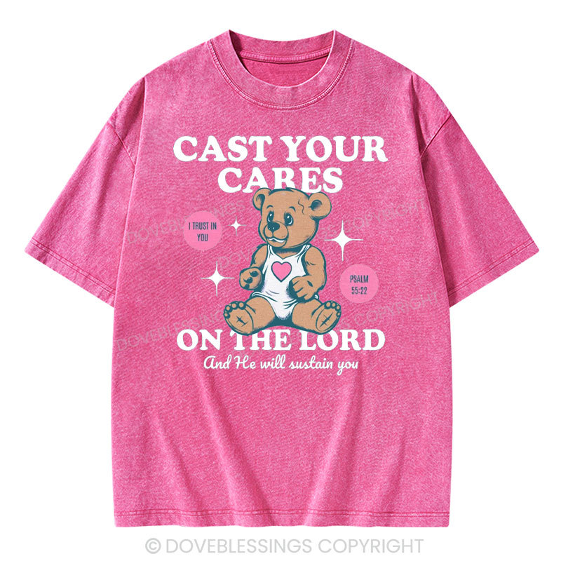 Cast Your Cares on The Lord Christian Washed T-Shirt