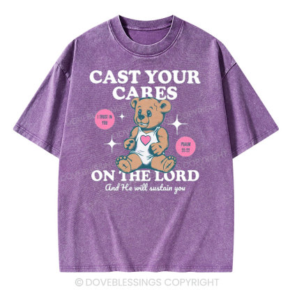 Cast Your Cares on The Lord Christian Washed T-Shirt