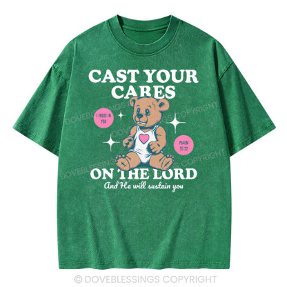 Cast Your Cares on The Lord Christian Washed T-Shirt