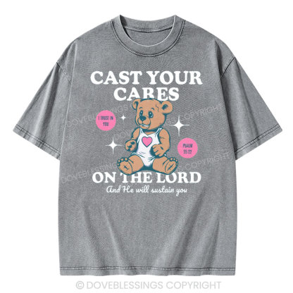 Cast Your Cares on The Lord Christian Washed T-Shirt