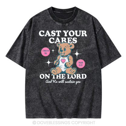 Cast Your Cares on The Lord Christian Washed T-Shirt