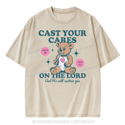 Cast Your Cares on The Lord Christian Washed T-Shirt