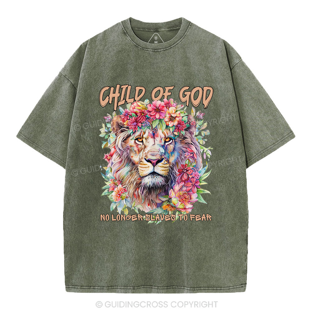 Child Of God Boho Lion Christian Washed T-Shirt