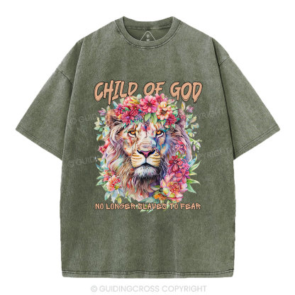 Child Of God Boho Lion Christian Washed T-Shirt