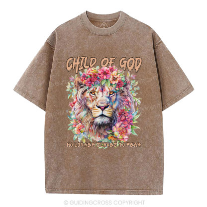 Child Of God Boho Lion Christian Washed T-Shirt