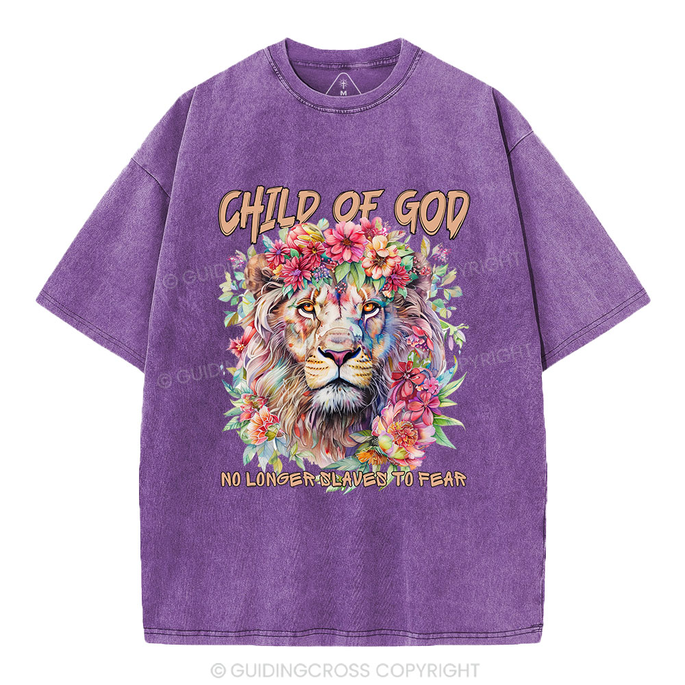 Child Of God Boho Lion Christian Washed T-Shirt